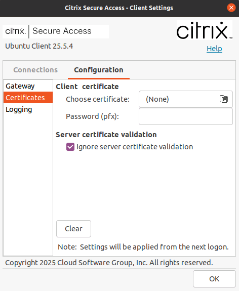 Citrix Secure Access client certificates