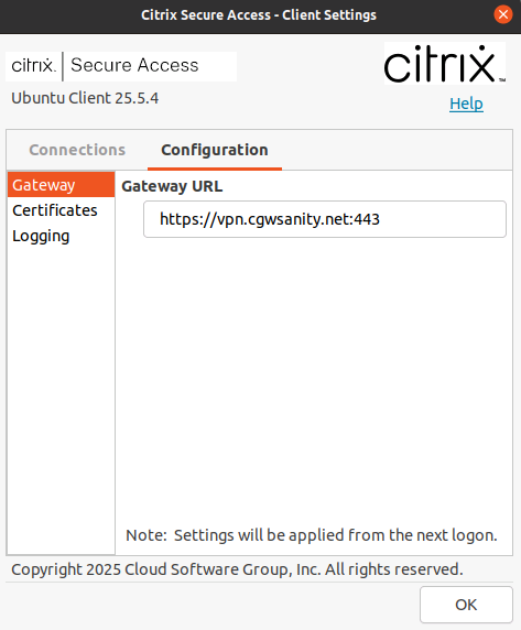 Citrix Secure Access client configurations
