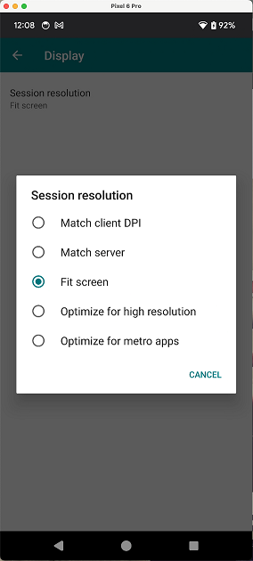 Screen resolution