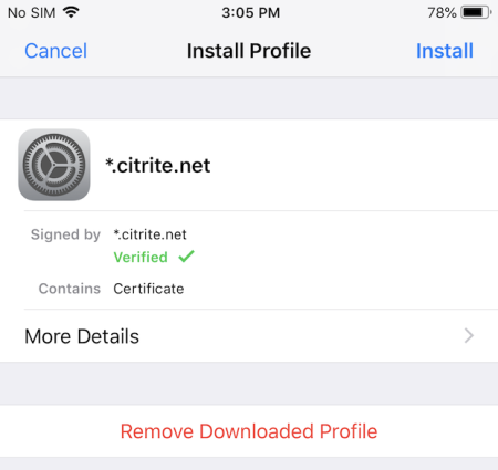 Install the certificate