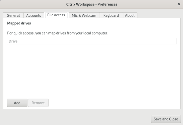 Preferences - File access