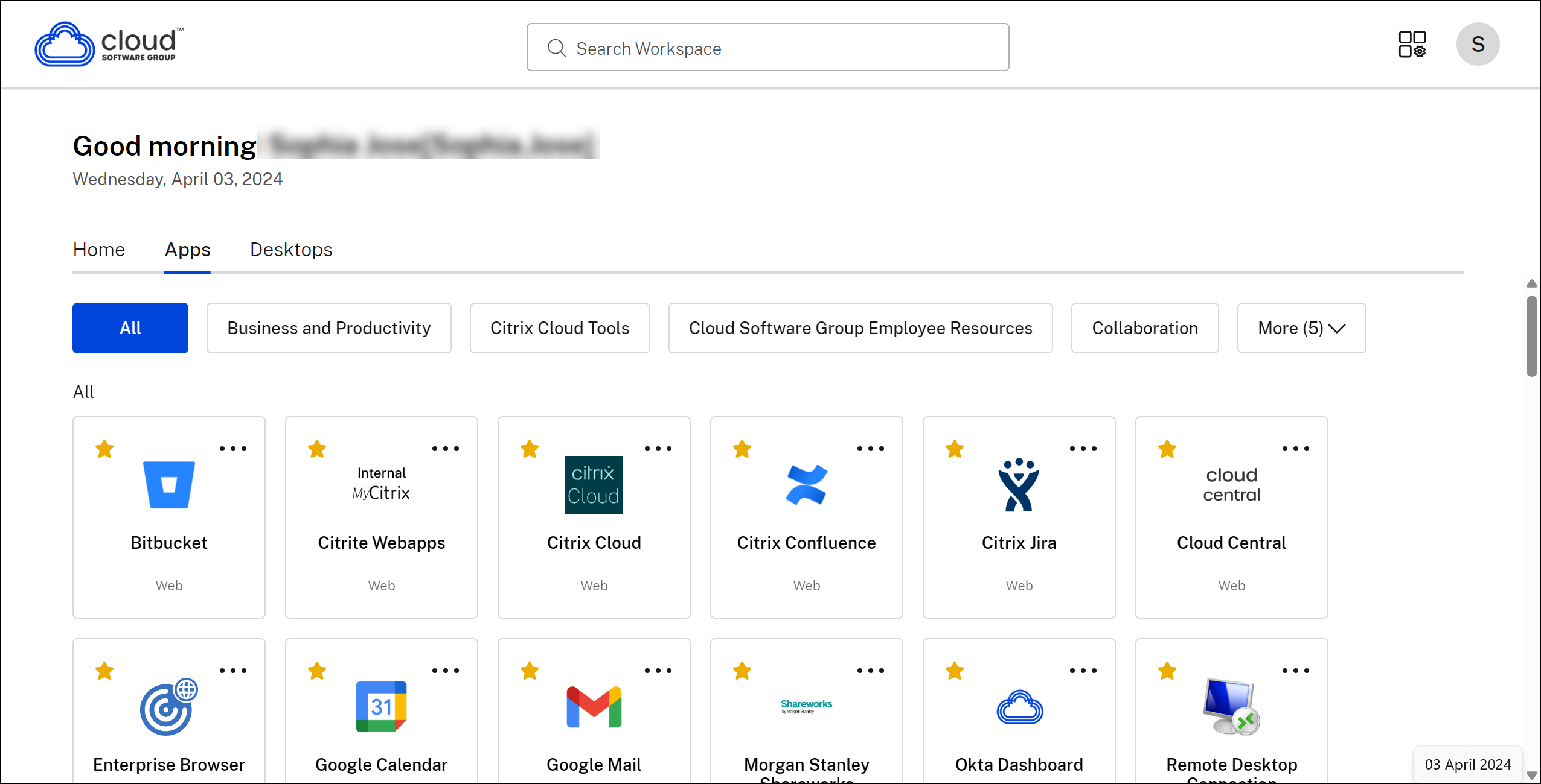Apps page