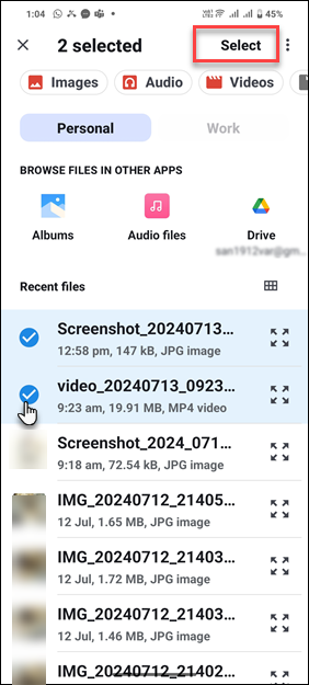 Select multiple files on iOS