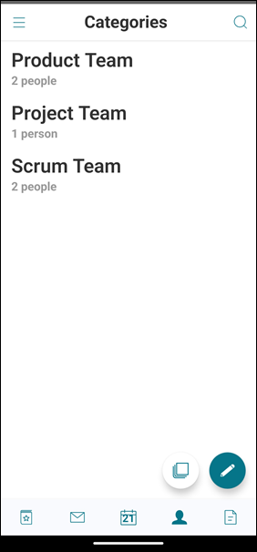 Image of the Contacts list on Android