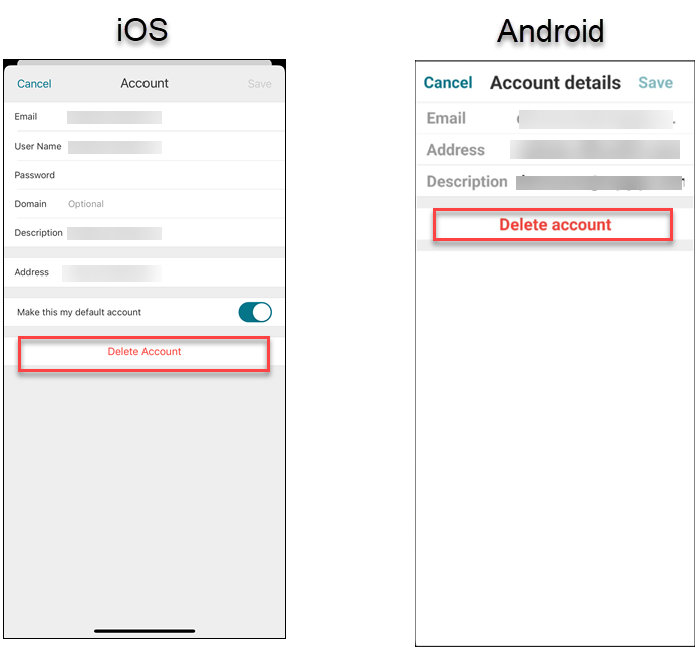 Image of the Android acount delete account
