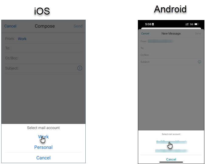Image of the mail accounts selection