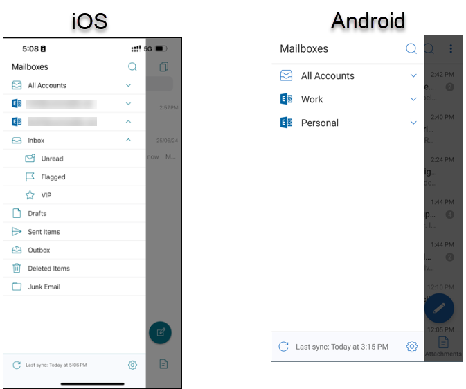 Image of the slide-out menu options