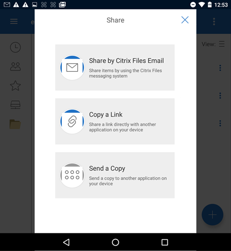 Compartilhamento do Citrix Files para Android