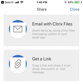 Citrix Files for iOS - Get a link