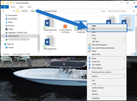 Abrir y modificar un archivo en Citrix Files para Windows