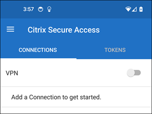 Primeira tela do aplicativo Secure Access