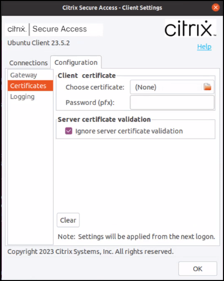 Certificados de cliente Citrix Secure Access
