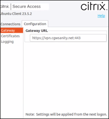 Citrix Secure Accessクライアントの構成