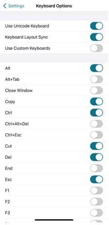 Keyboard options