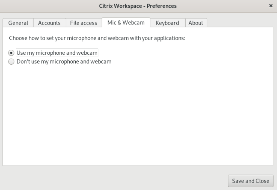 Preferences - Mic and Webcam
