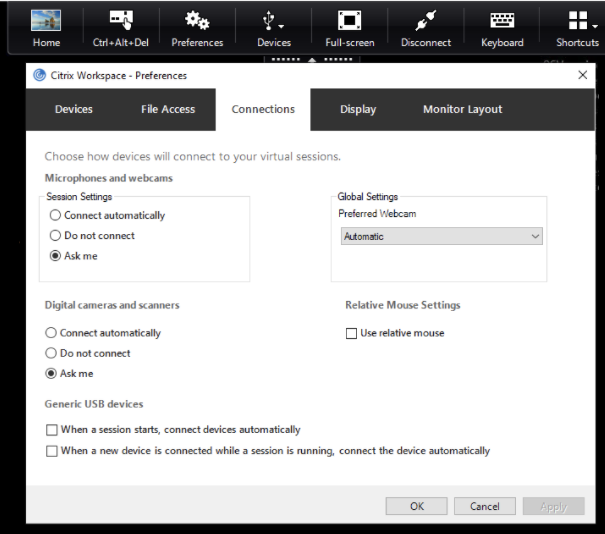 CWA Windows Preferences