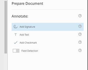 Select annotate then add signature