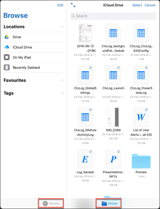 Dateisuche über "Zuletzt verwendet" und "Durchsuchen" in iOS