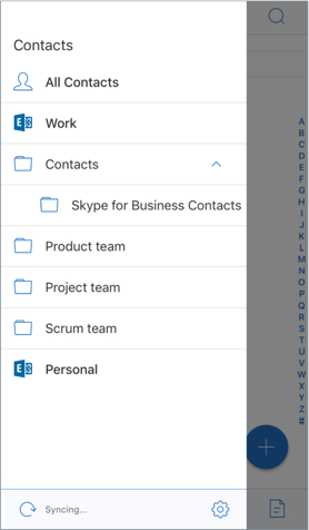 Abbildung des Bildschirms "Kontakte" in iOS