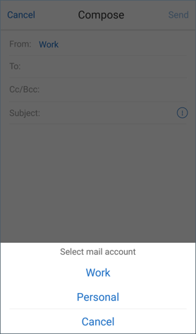 邮件帐户选择示意图