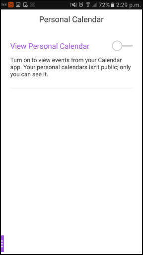 Imagen del parámetro para habilitar Calendario personal en iOS