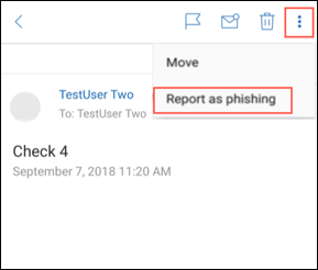 Report phishing from email